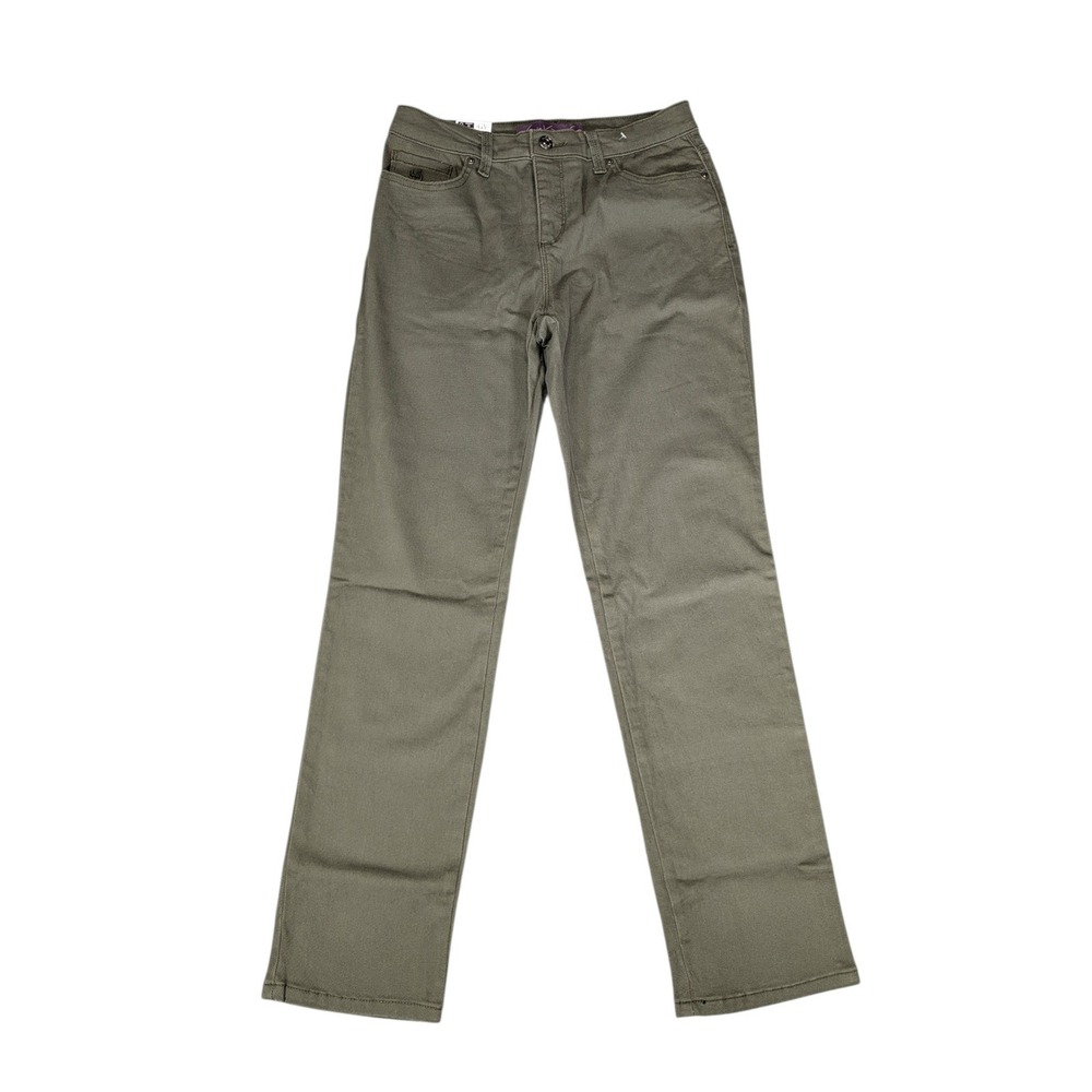 Gloria Vanderbilt Amanda Tapered Leg High Rise Pants Olive Green 4 Short NWT